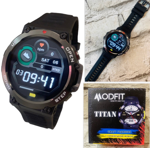 Smart  MODFIT  Watch Titan MODFIT (0228) 4280w Стійкі, Протиударні.АРМІЙСЬКІ Смарт годинники MODFIT на Каучуковому ремінці.Водозахисні.